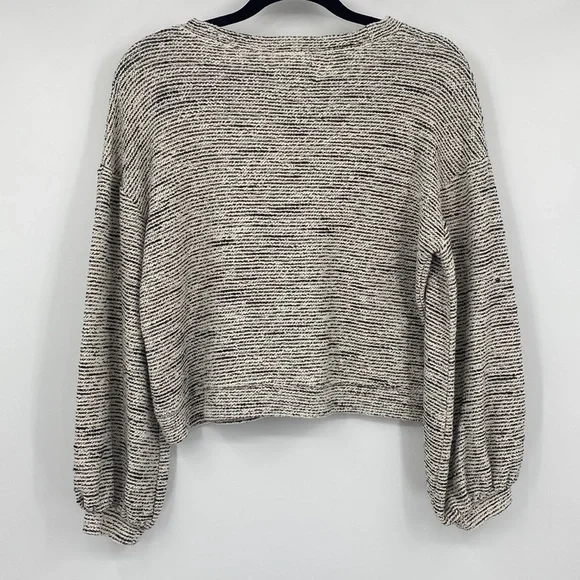 Madewell Texture and Thread Black and Cream Balloon Sleeve Sweater - Picture 8 of 11